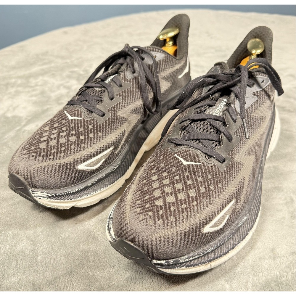 Hoka One One Clifton 9 Shoes Womens Size 12 Black Running Sneakers 1127896